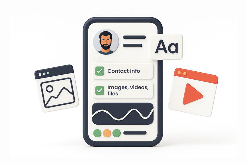 Illustration - drag and drop editor to design your digital card
