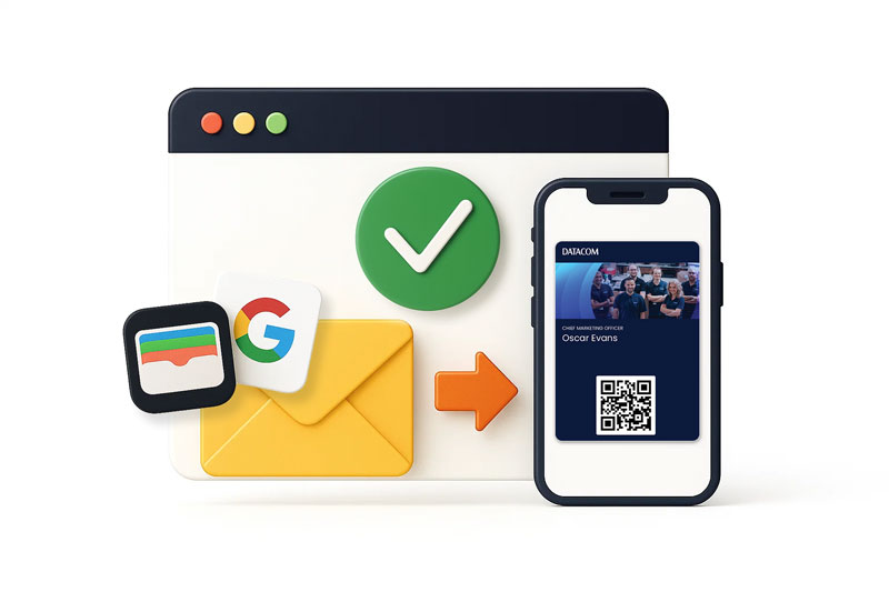Illustration - save your digital business card to Apple / Google Wallet